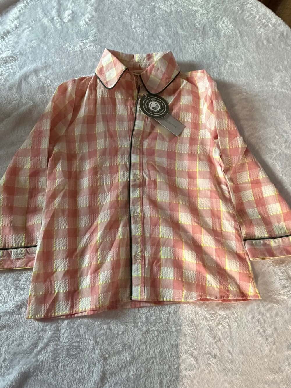 The Sunday Collective Plaid Button-Down Shirt Size 8y Pink